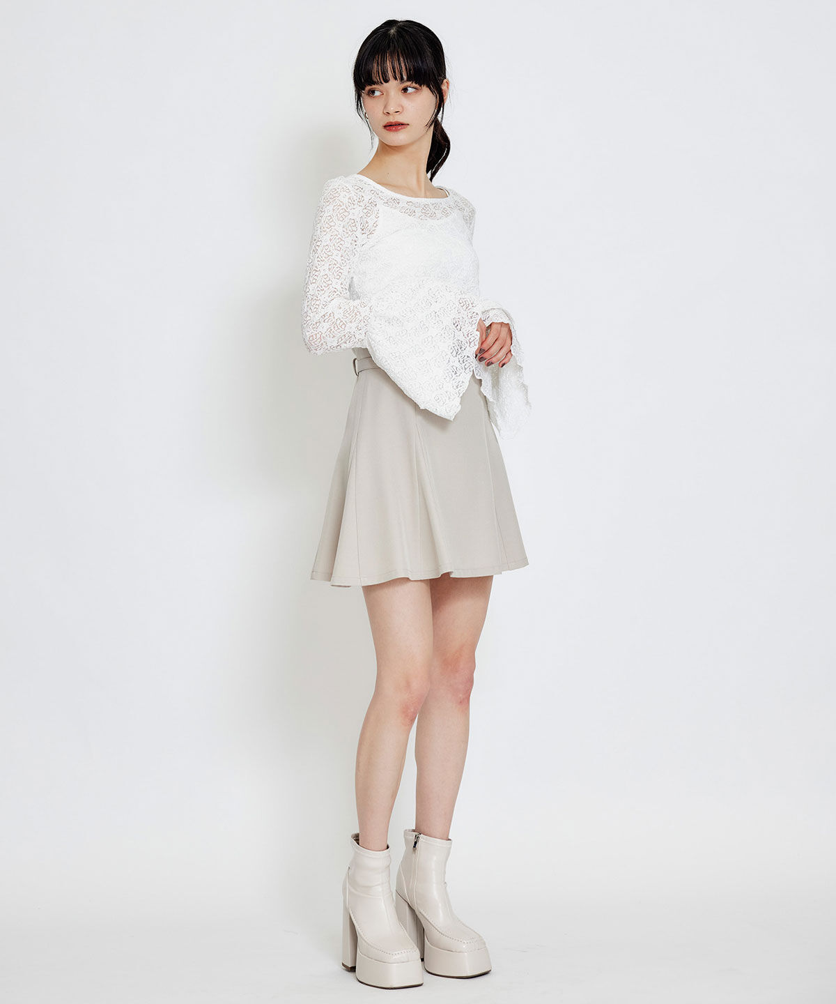 REDYAZEL「ベルトチューリップミニスカート」|フレア|