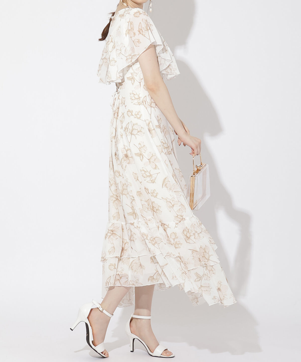 WILLSELECTION「ラインフラワー袖フリルワンピース」|ワンピース|