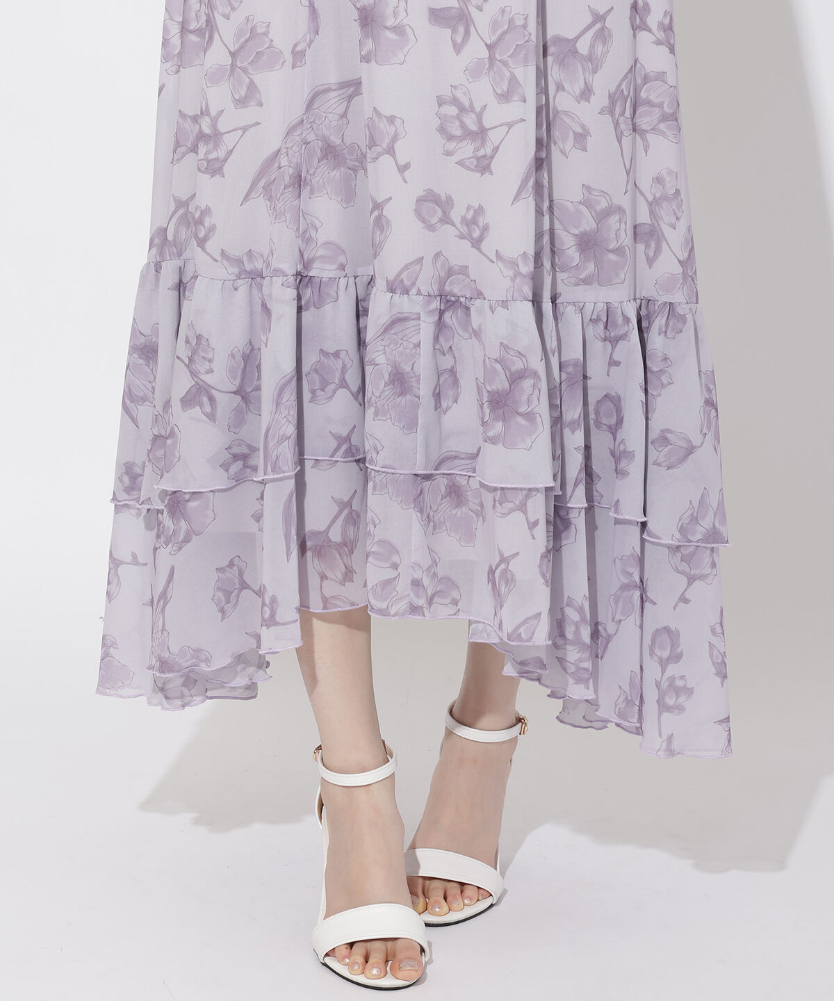 WILLSELECTION「ラインフラワー袖フリルワンピース」|ワンピース|