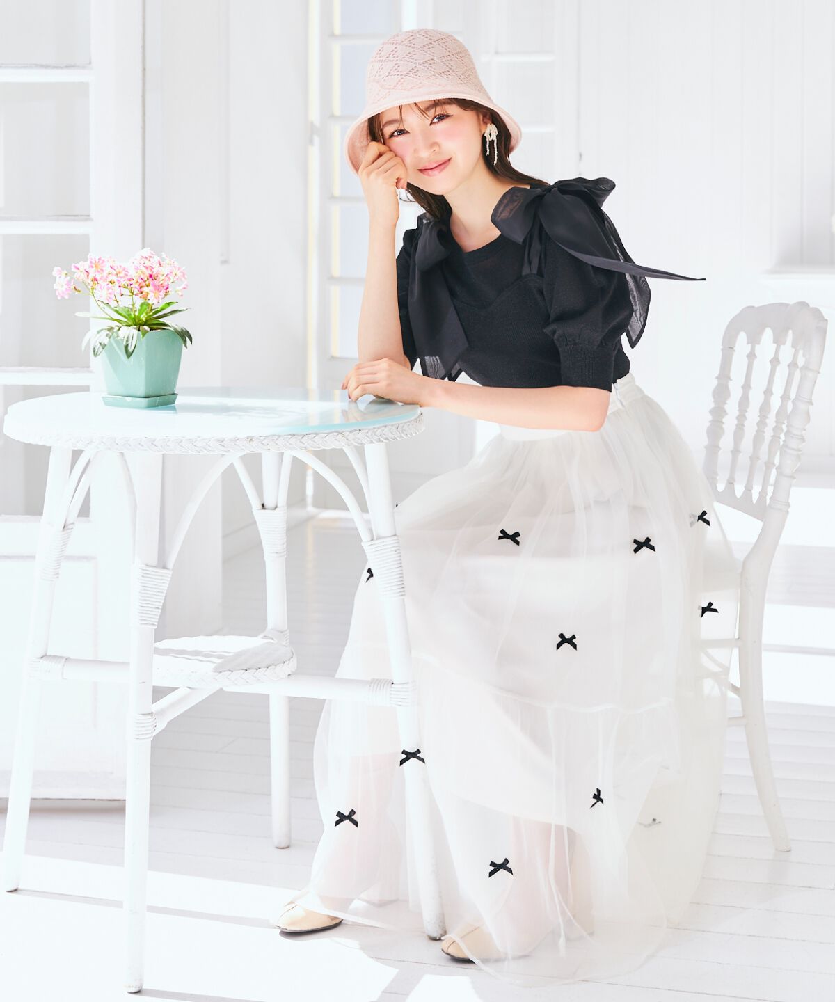 WILLSELECTION「リボンデザインチュールスカート」|フレア|