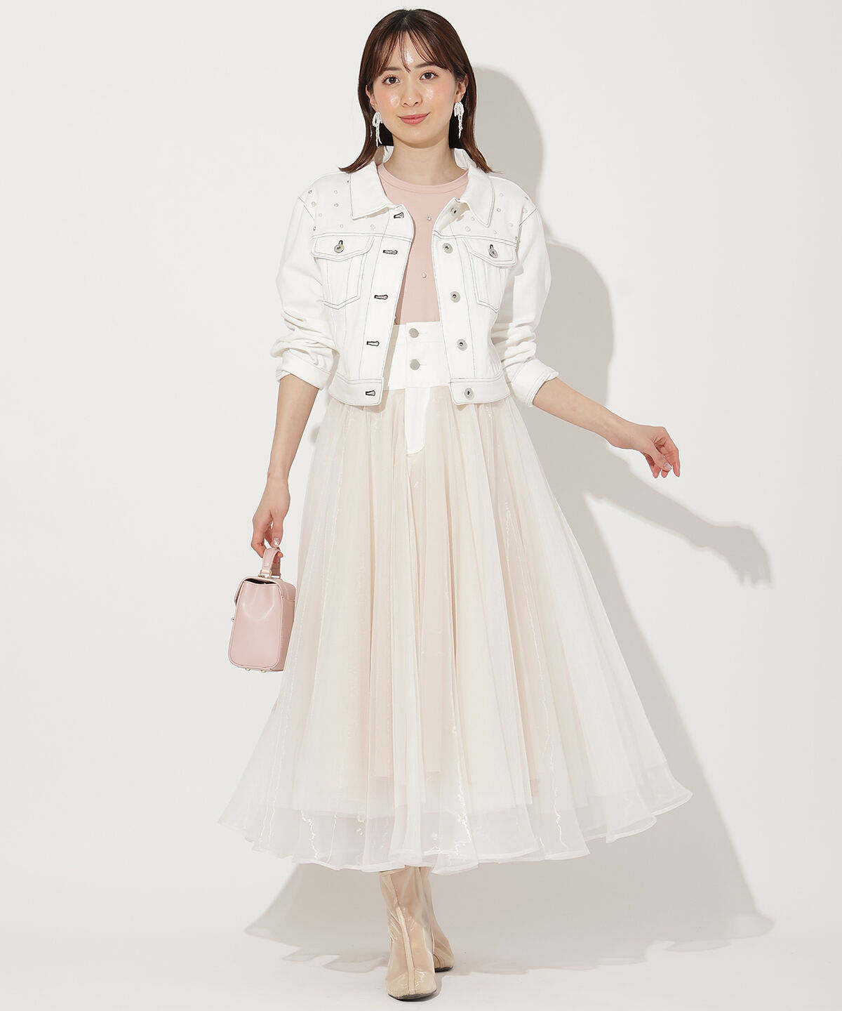 WILLSELECTION「ランダムパール付きデニムジャケット」|デニムジャケット|