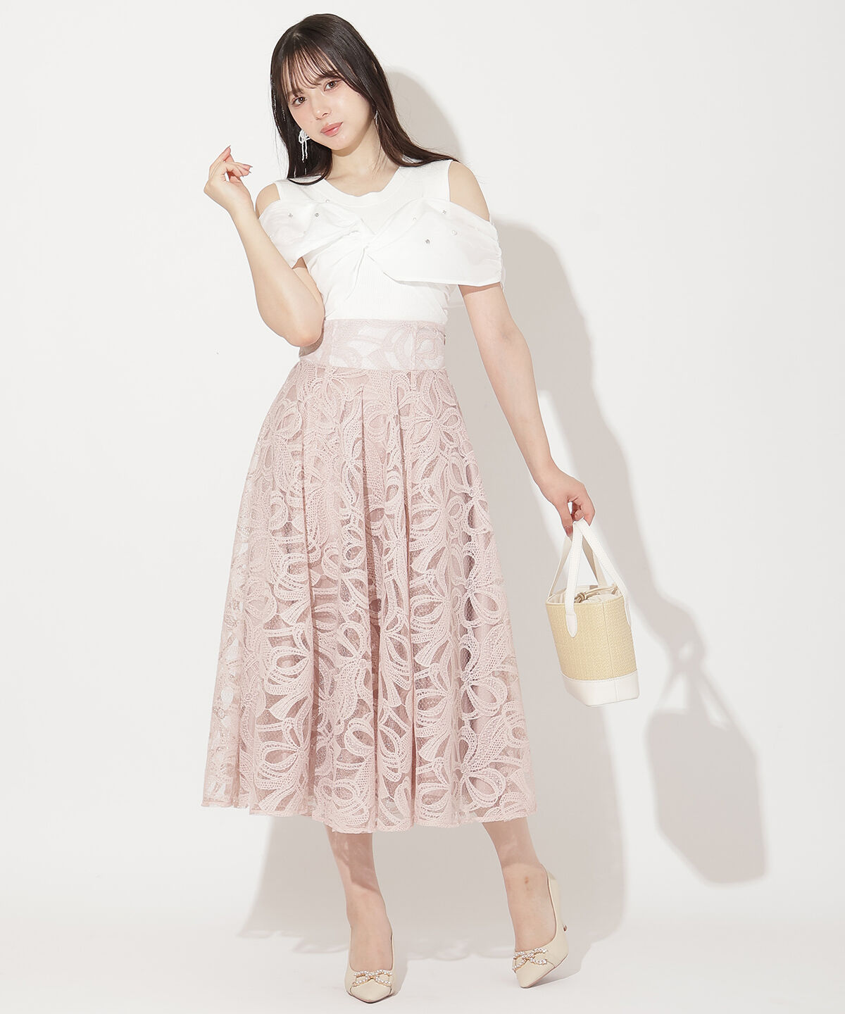 WILLSELECTION「リボンレーススカート」|フレア|