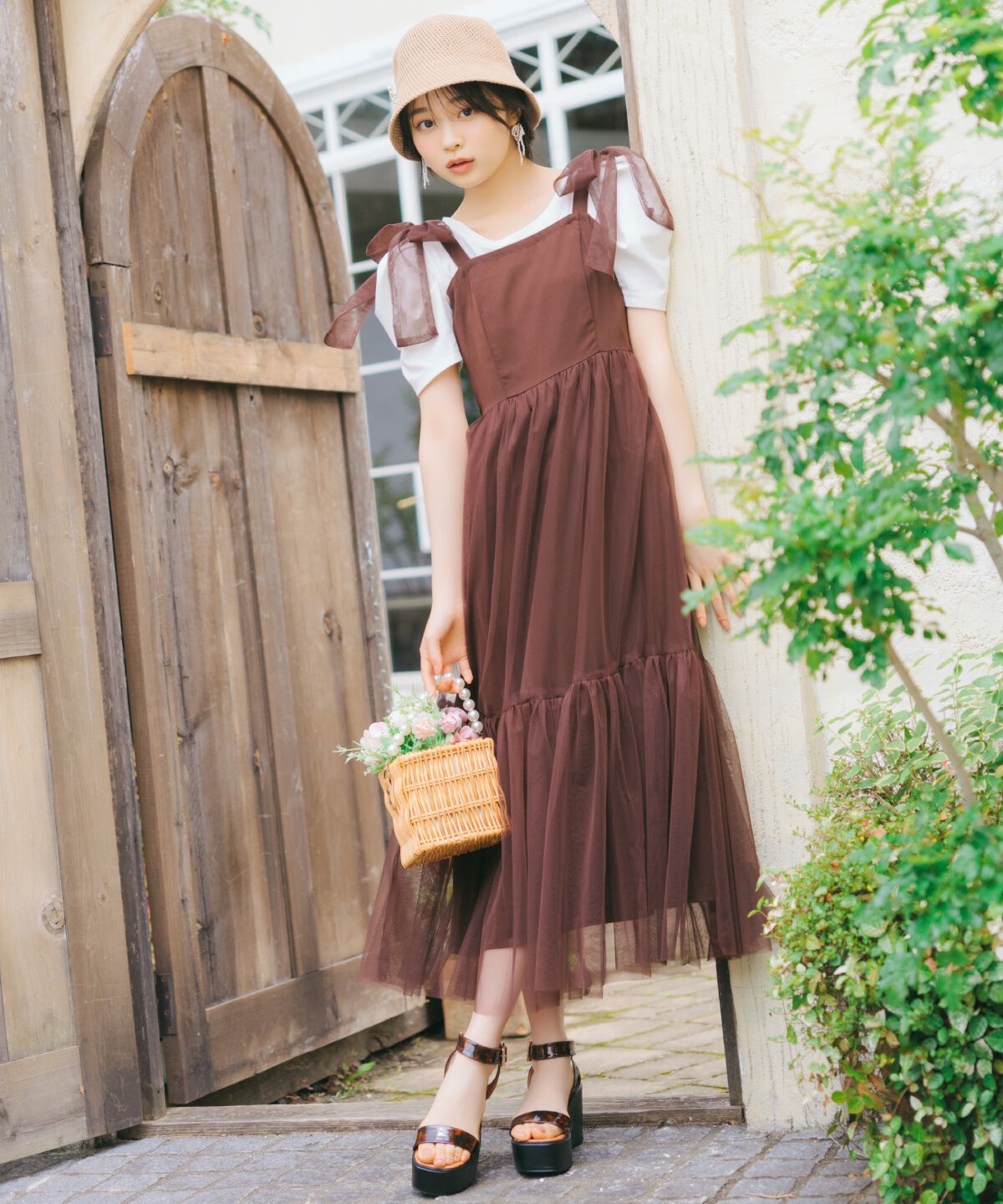 WILLSELECTION「ショルダーリボンチュールティアードワンピース」|ワンピース|