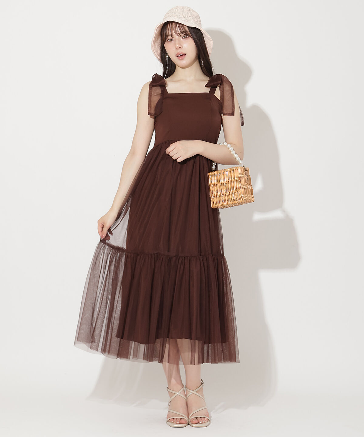 WILLSELECTION「ショルダーリボンチュールティアードワンピース」|ワンピース|