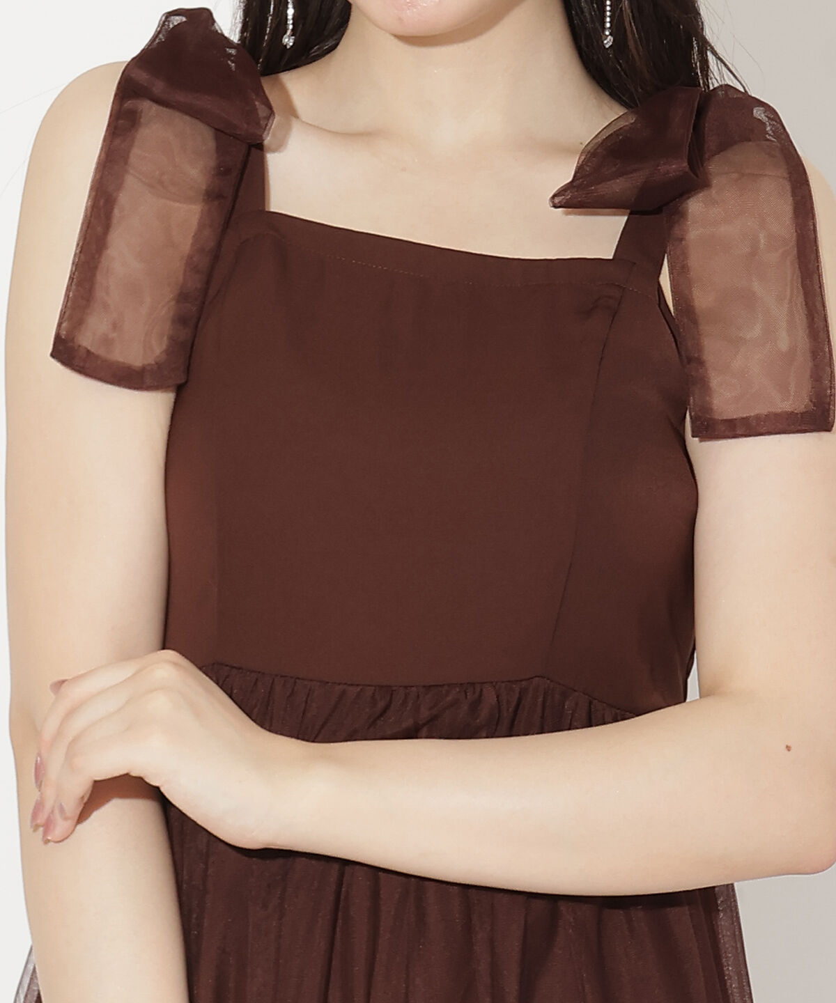 WILLSELECTION「ショルダーリボンチュールティアードワンピース」|ワンピース|