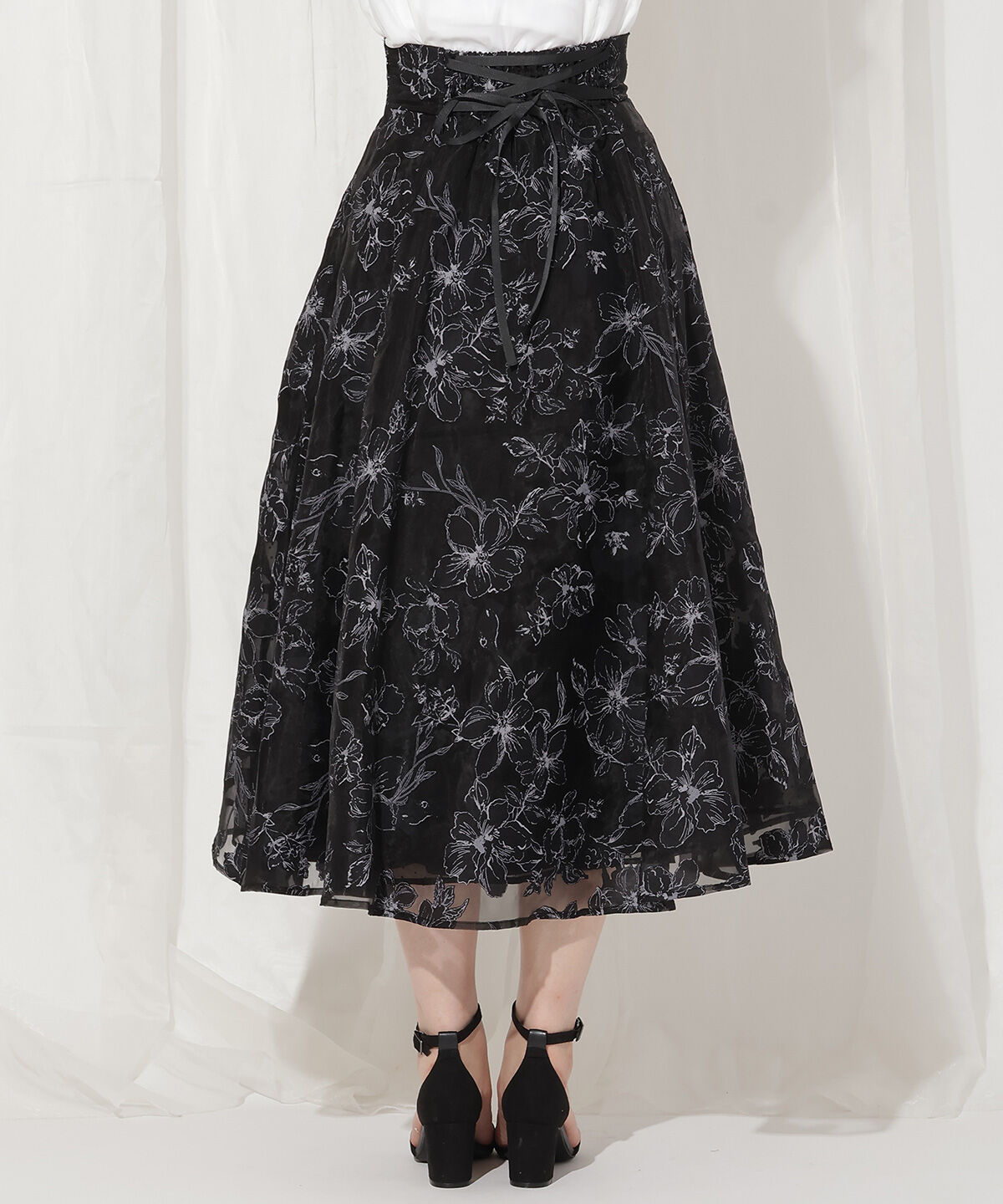 WILLSELECTION「ドットフラワー単色スカート」|フレア|