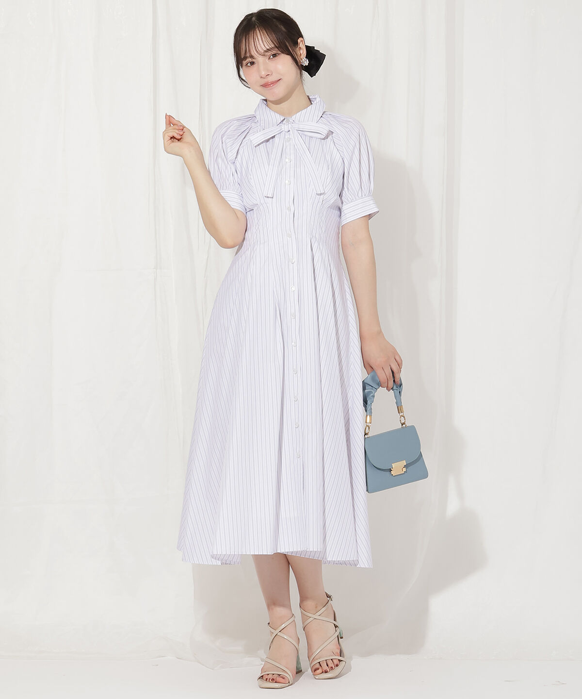 WILLSELECTION「ラグランスリーブストライプシャツワンピース」|ワンピース|
