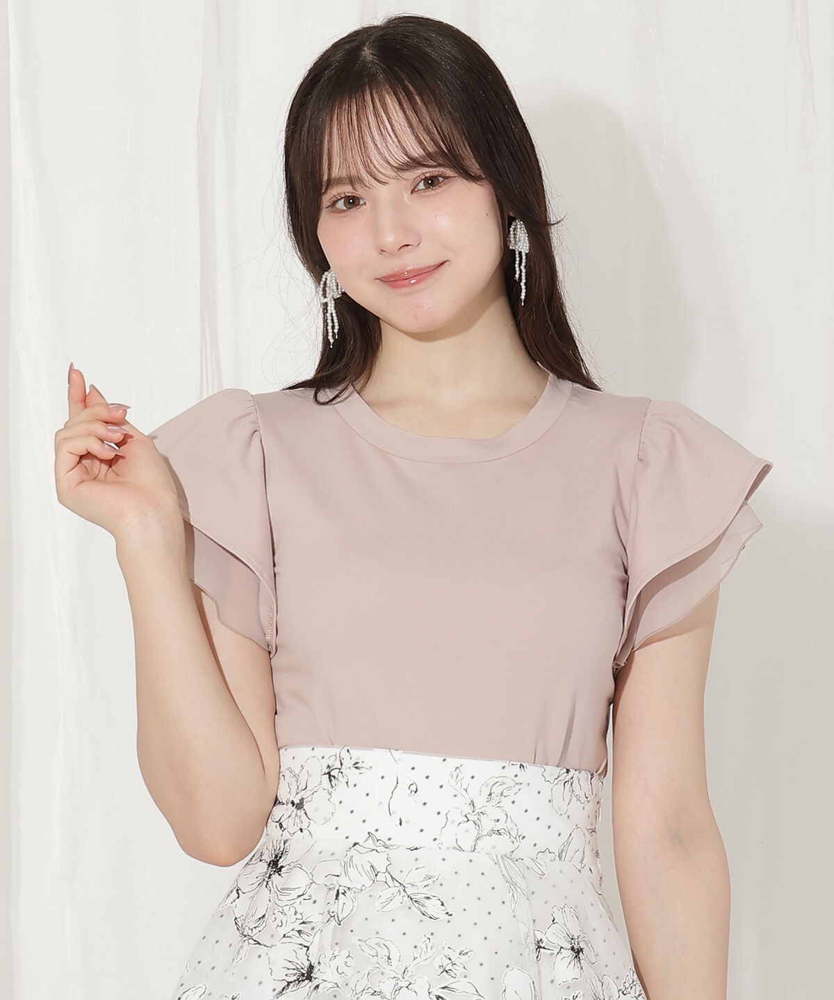 WILLSELECTION「ビジューリボン付き袖フリルプルオーバー」|Tシャツ・カットソー|