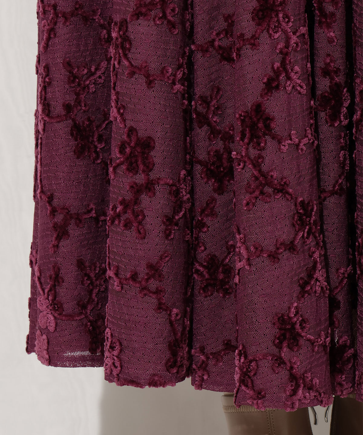 WILLSELECTION「起毛フラワーレーススカート」|フレア|