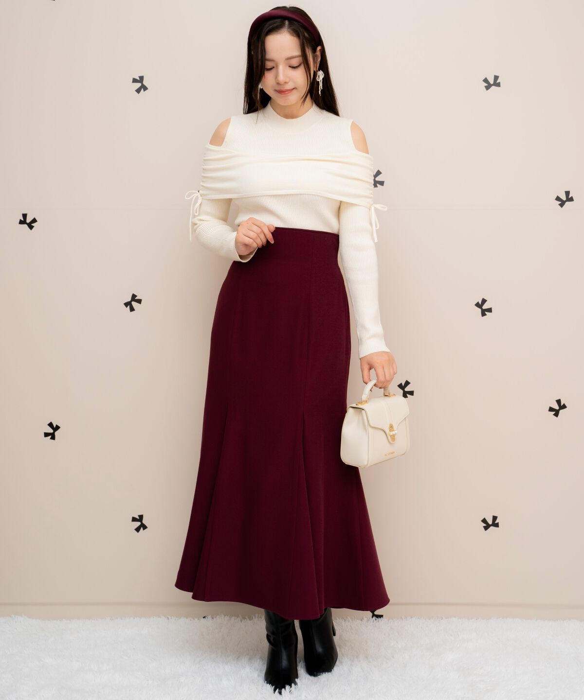 WILLSELECTION「ギャザーリボンオフショルニット」|ニット・セーター|