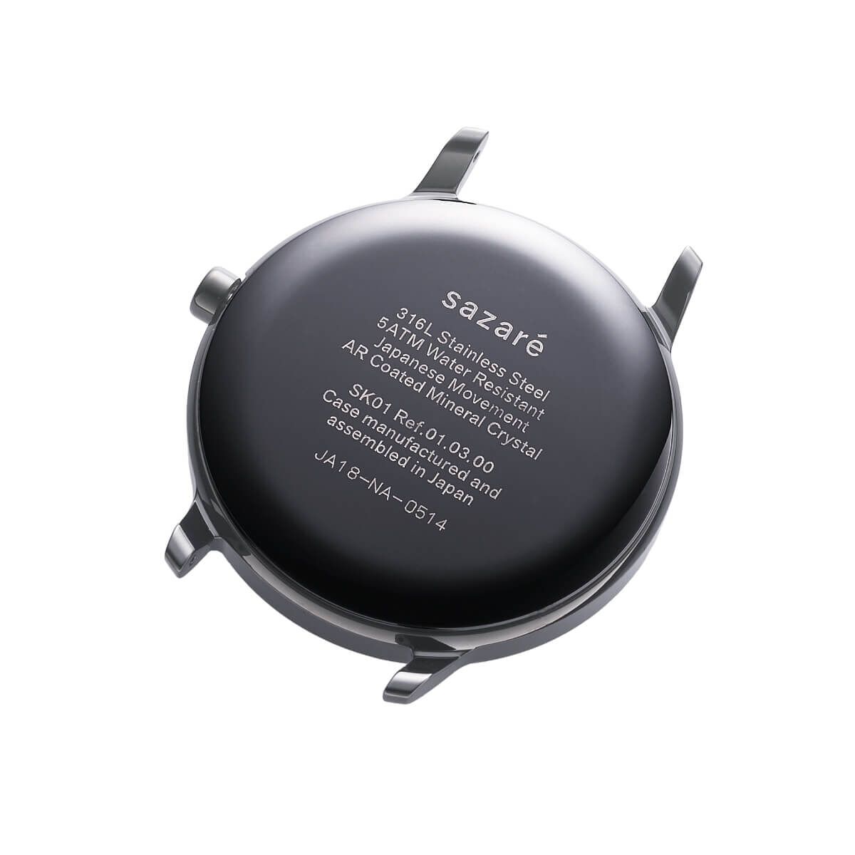 sazare「<sazare (ｻｻﾞﾚ) > 38mm ﾌﾞﾗｯｸｹｰｽ ﾌﾞﾗｯｸ ﾌﾞﾗｯｸﾚｻﾞｰﾍﾞﾙﾄ」|腕時計|