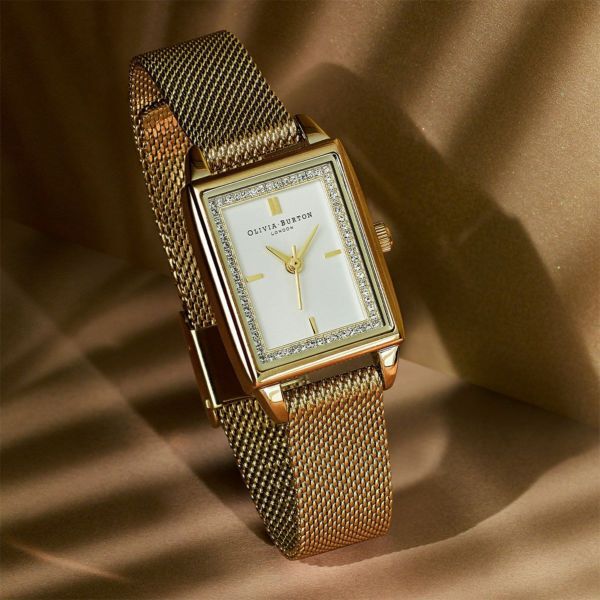 OLIVIA BURTON 「〈OLIVIA BURTON(ｵﾘﾋﾞｱﾊﾞｰﾄﾝ)〉21mm ﾀｳﾝﾊｳｽ ﾚｸﾀﾝｸﾞﾙﾎﾜｲﾄ＆ｺﾞｰﾙﾄﾞﾒｯｼｭ」|腕時計|