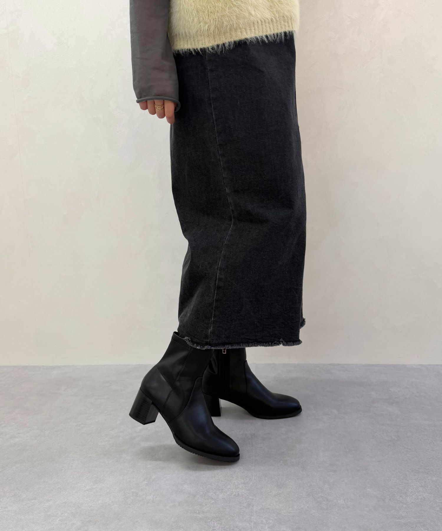 ORiental TRaffic「【 美脚 】 チャンキー ヒール ミドル ブーツ/31408 ヒール6ｃｍ 太ヒール 定番人気」|ショートブーツ|