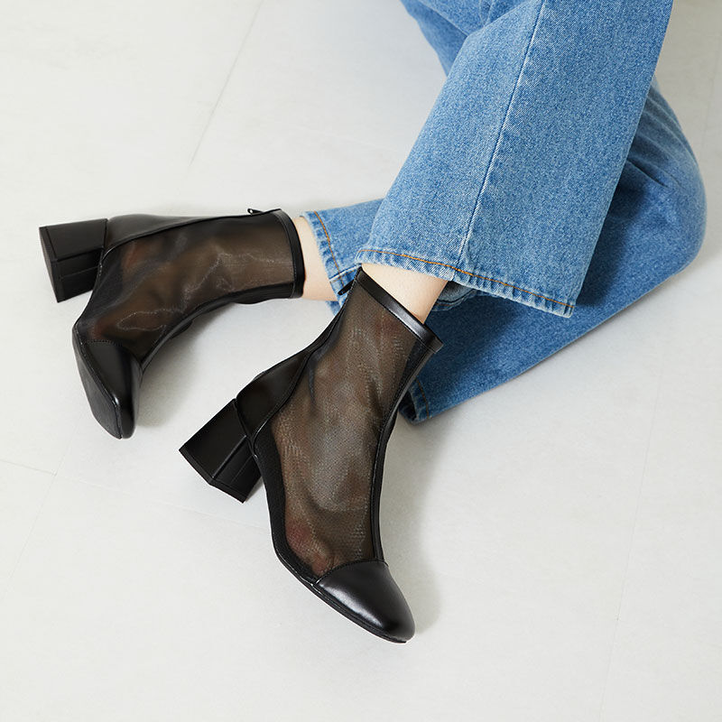 ORiental TRaffic「ヒールチュールブーツ/41106」|ショートブーツ|BLACK