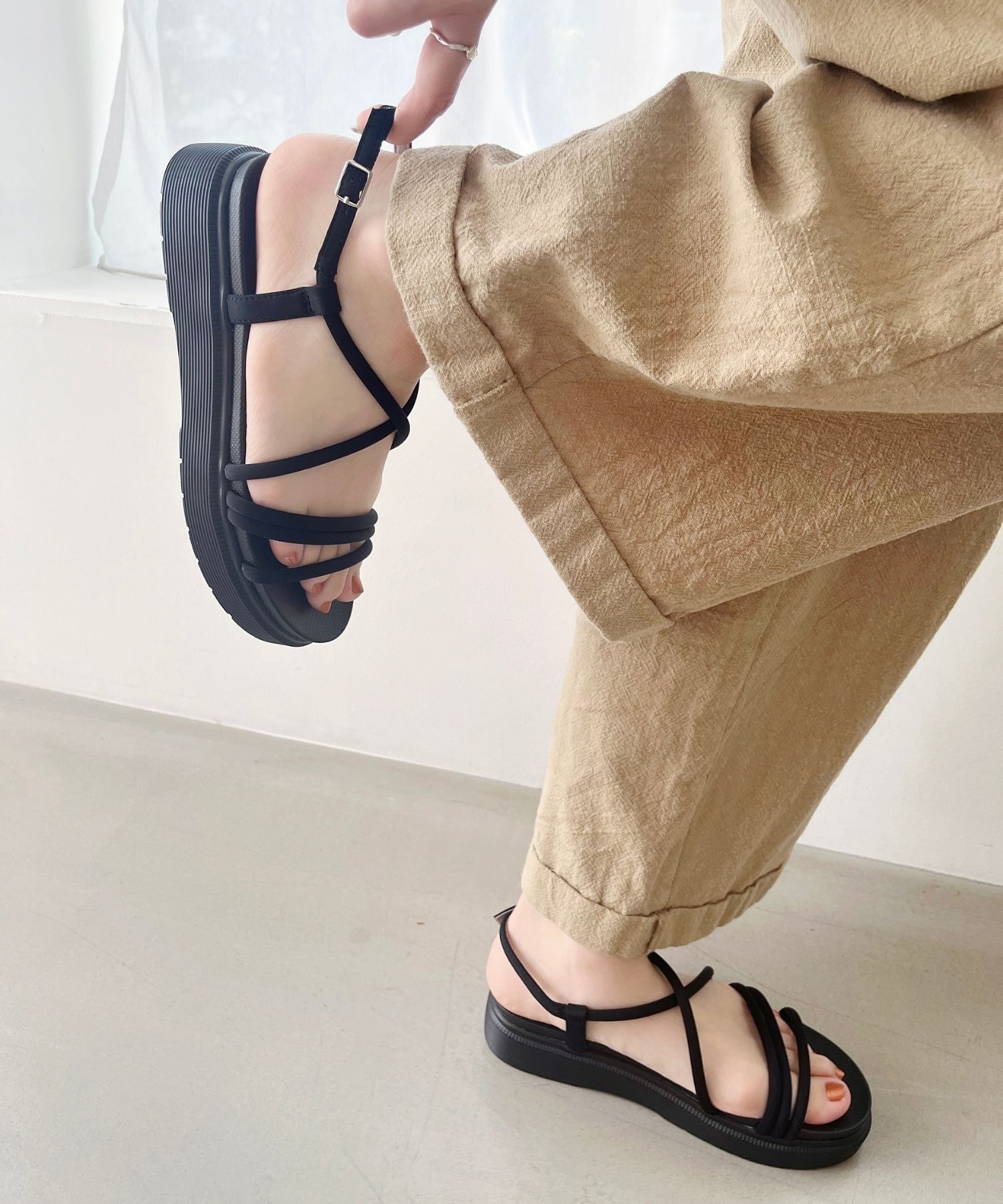 ORiental TRaffic「【WEB限定】チューブストラップスポーツサンダル/55204 厚底　スポサン 人気」|サンダル|