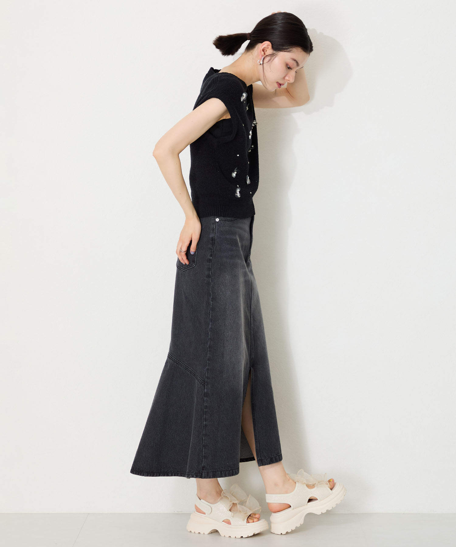 ORiental TRaffic「●2025春夏新作●ボリュームチュールリボン厚底サンダル/51237 厚底 リボン チュール 人気 トレンド」|サンダル|