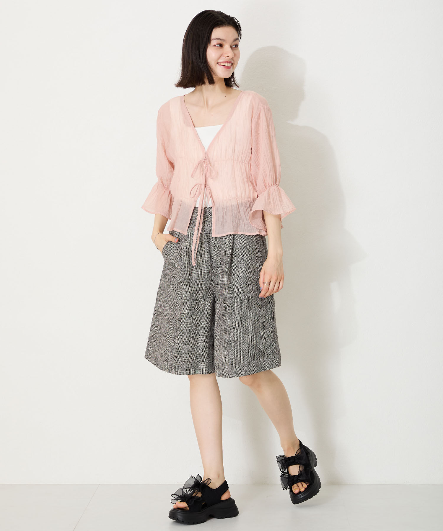 ORiental TRaffic「●2025春夏新作●ボリュームチュールリボン厚底サンダル/51237 厚底 リボン チュール 人気 トレンド」|サンダル|