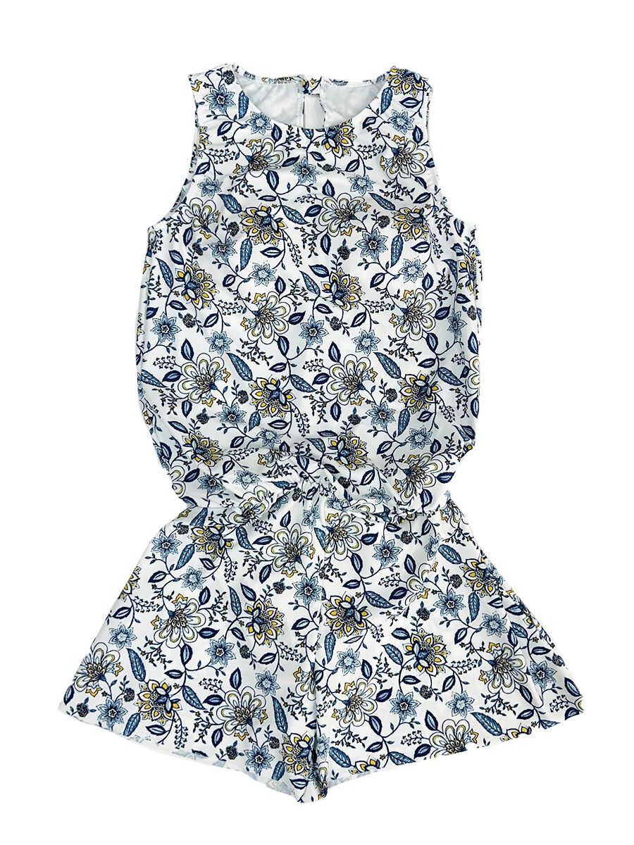 Riberce「【大人水着】更紗柄タンクオールインワン水着」|コンビネゾン|ホワイト