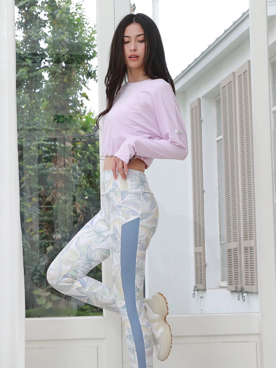 ALBOVE「【ECO BLUE】エコ素材ストレッチクロップド丈トップス」|スポーツ|