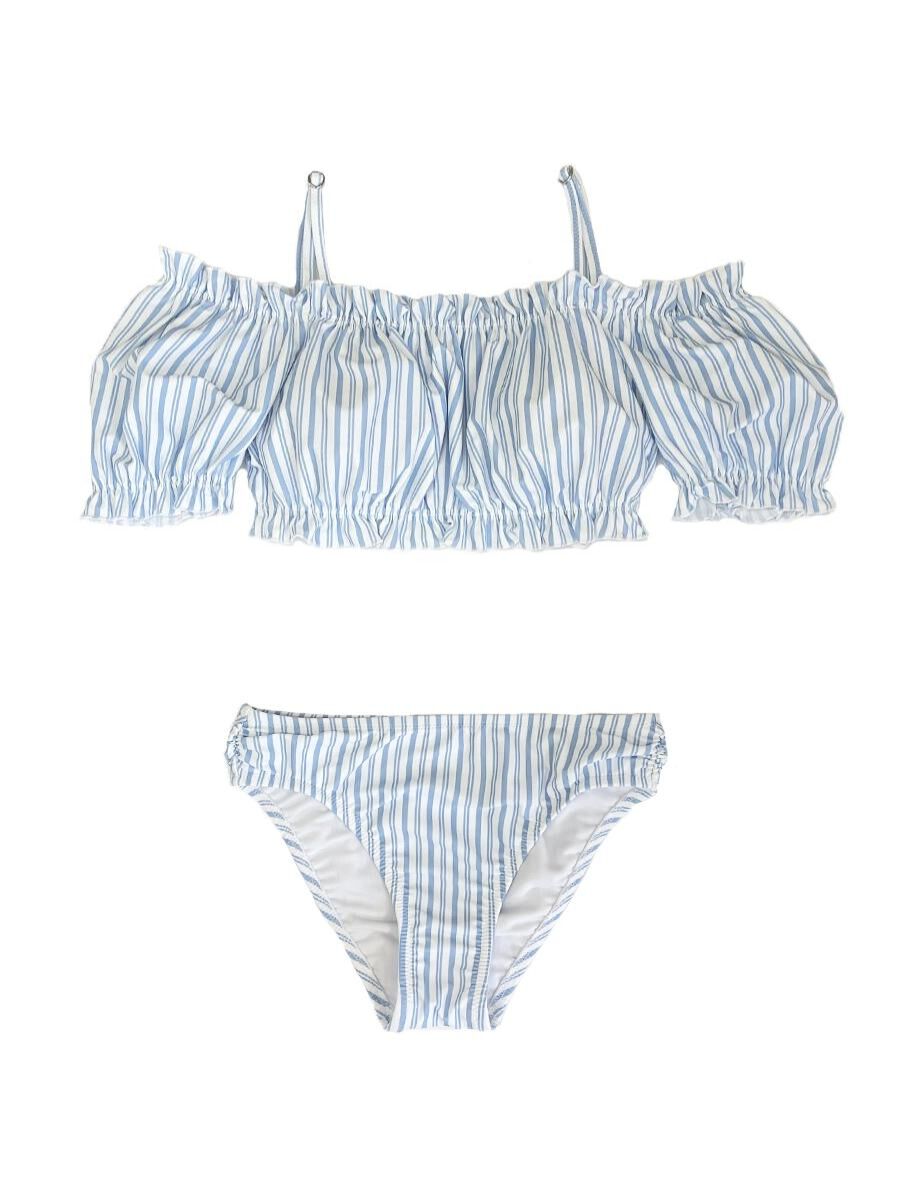 PEAK&PINE「ストライプ柄オフショルダービキニ」|ビキニ|サックス