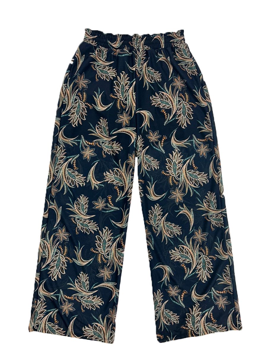 Riberce「オリエンタルフラワー柄ロングパンツ」|その他|ネイビー