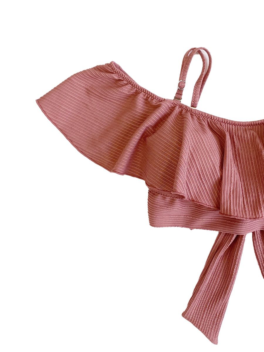 PEAK&PINE「【新作】無地リブ素材オフショルダーワンピ見えビキニ」|ビキニ|