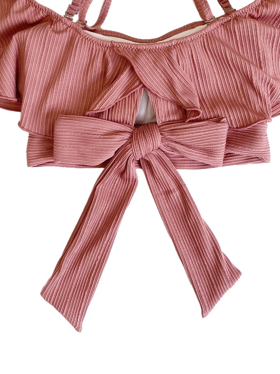 PEAK&PINE「【新作】無地リブ素材オフショルダーワンピ見えビキニ」|ビキニ|