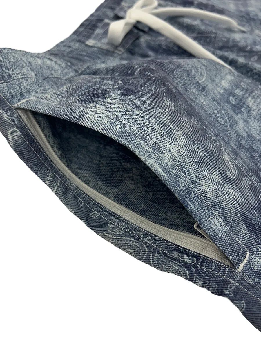 Riberce「【新作】デニムプリントレギュラー丈メンズサーフパンツ」|スポーツ|