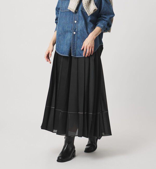 UNITED ARROWS「オーガンジー プリーツスカート」|スカート|BLACK