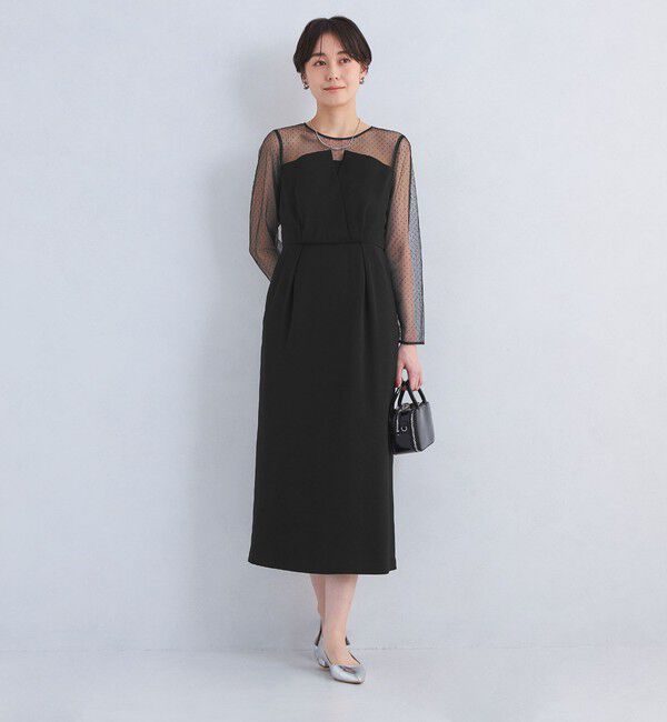 UNITED ARROWS green label relaxing「ドットチュール ビスチェ ワンピース 2」|ワンピース|BLACK