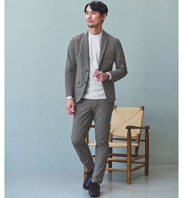 UNITED ARROWS green label relaxing「【WEB限定】JUST fit ナイロン PU ナロー セットアップ -2Wayストレッチ-」|テーラードジャケット|DK.GRAY