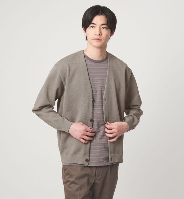 UNITED ARROWS green label relaxing「ポリエステル リンクス Vネック カーディガン」|カーディガン|MD.GRAY