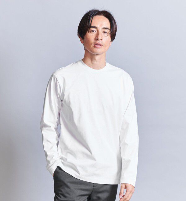 BEAUTY&YOUTH UNITED ARROWS「ハイゲージ ガスコットン クルーネック ロングスリーブ カットソー」|Tシャツ・カットソー|WHITE