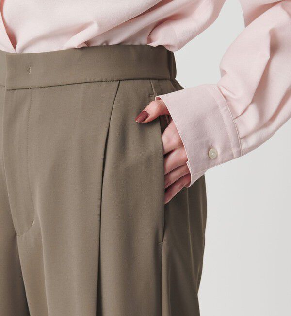 BEAUTY&YOUTH UNITED ARROWS「【WEB限定 Wardrobe DAILY MINIMAL】ダブルクロス タックワイドストレートパンツ ウォッシャブル」|スラックス|