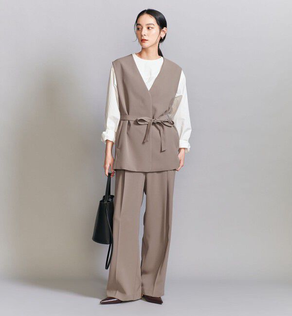 BEAUTY&YOUTH UNITED ARROWS「【WEB限定 Wardrobe DAILY MINIMAL】ダブルクロス タックワイドストレートパンツ ウォッシャブル」|スラックス|