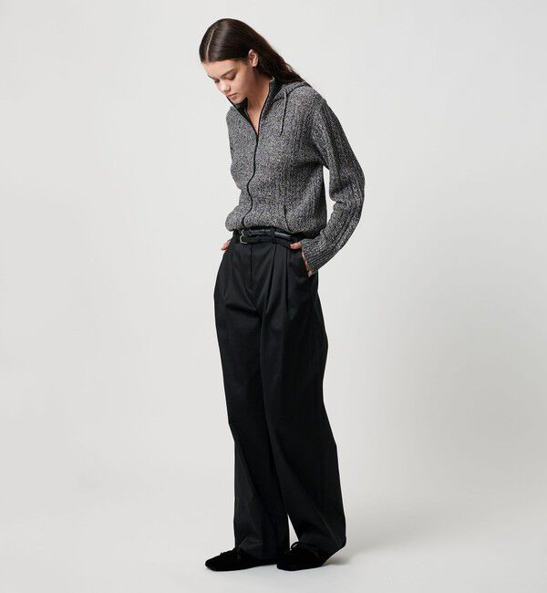 ATTISESSION「＜ATTISESSION＞ベルト 2タック ストレート パンツ 2」|その他|BLACK