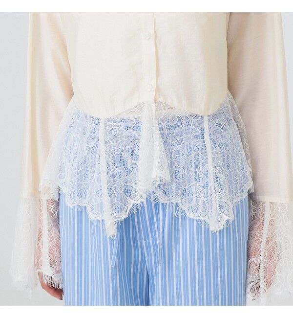 Ray BEAMS 「レース キリカエ フレア スリーブ シャツ」|シャツ・ブラウス|