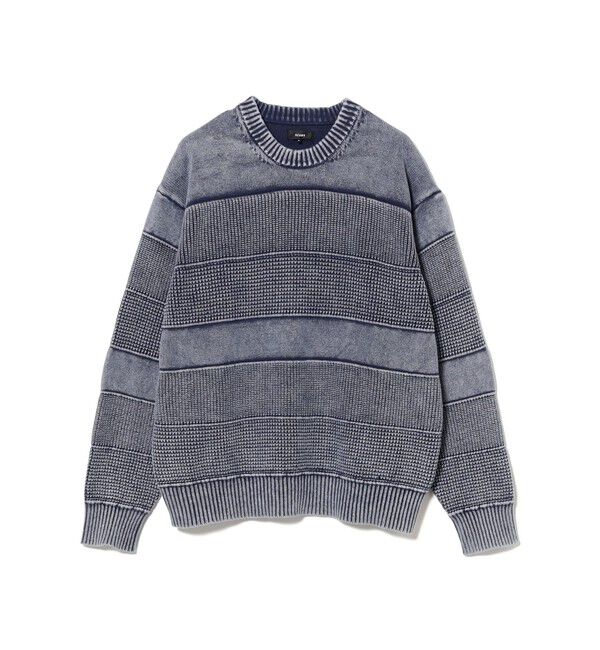 BEAMS「ワイドフィット フェード コットン クルーネック」|ニット・セーター|NAVY