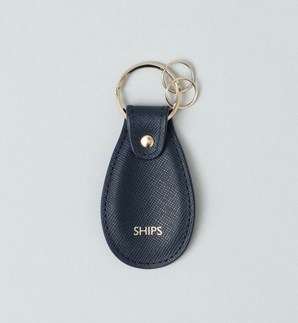 SHIPS「SHIPS: SAFFIANO LEATHER シューホーン キーホルダー」|チャーム・キーホルダー|ネイビー