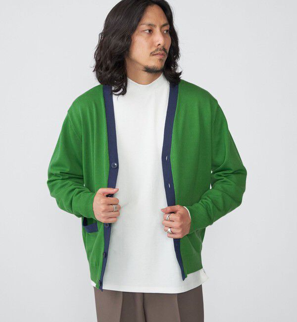 SHIPS「SHIPS:〈手洗い可能〉ICE WOOL カラーパネル Vネック ニット カーディガン」|カーディガン|