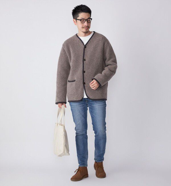 SHIPS「SHIPS: チロリアン ニット ジャケット」|ノーカラージャケット|