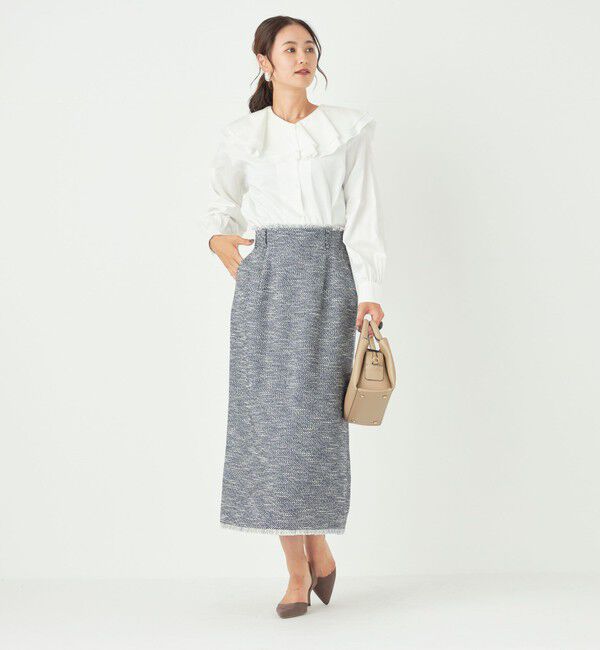 SHIPS Colors 「SHIPS Colors:〈手洗い可能〉ツイード タック タイト スカート（セットアップ対応可能）」|タイト|