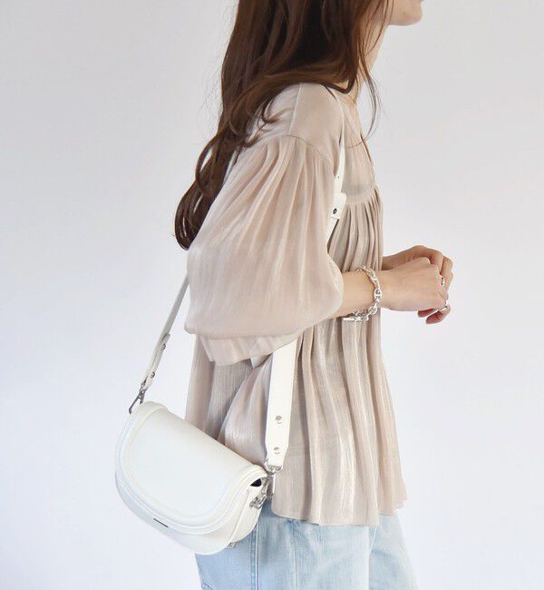 quaranciel「quaranciel:〈手洗い可能〉シアー シャイン サテン ギャザー ブラウス」|シャツ・ブラウス|