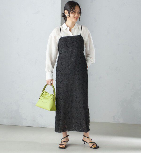 SHIPS for women「〈手洗い可能〉フリンジ ジャカード キャミ ワンピース 24SS」|ワンピース|