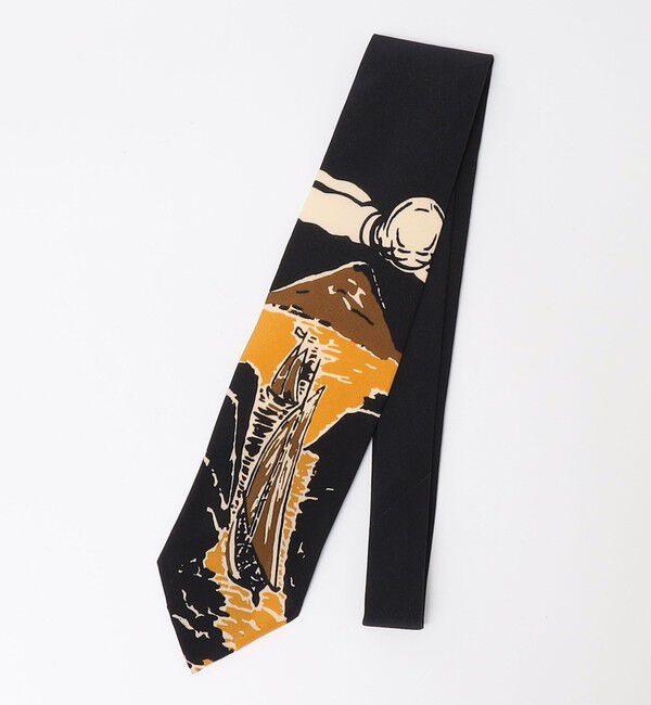 SHIPS「【SHIPS別注】Stefano cau: ボヤージュ プリント ネクタイ」|ネクタイ・蝶ネクタイ|ブラック