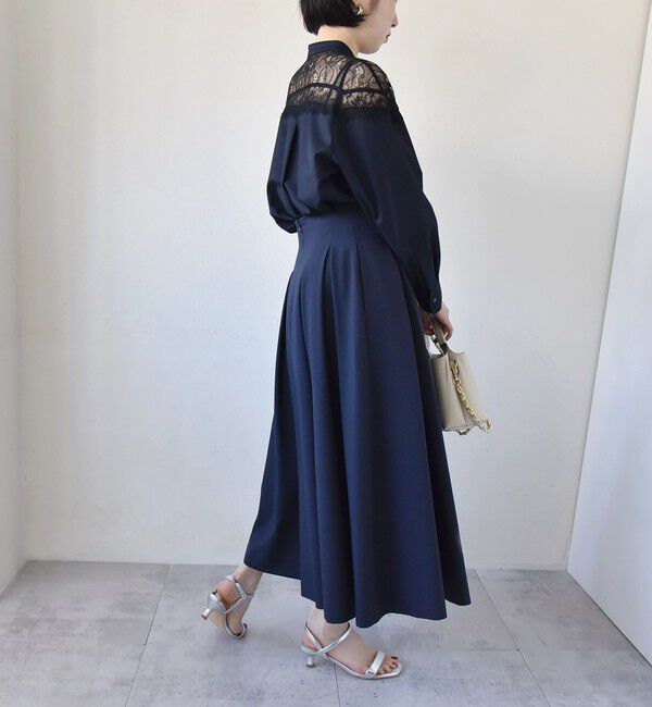 quaranciel「quaranciel:〈手洗い可能〉クリスピー リネン タック フレア スカート（セットアップ対応）」|スカート|