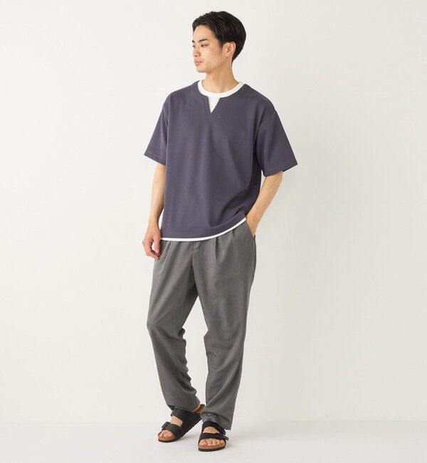 SHIPS Colors 「SHIPS Colors:〈手洗い可能〉フェイクレイヤード キーネック ショートスリーブ」|Tシャツ・カットソー|