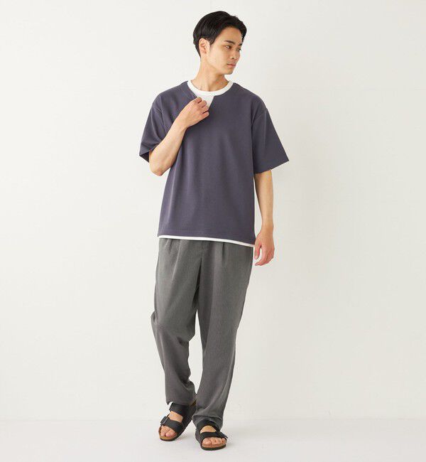 SHIPS Colors 「SHIPS Colors:〈手洗い可能〉フェイクレイヤード キーネック ショートスリーブ」|Tシャツ・カットソー|