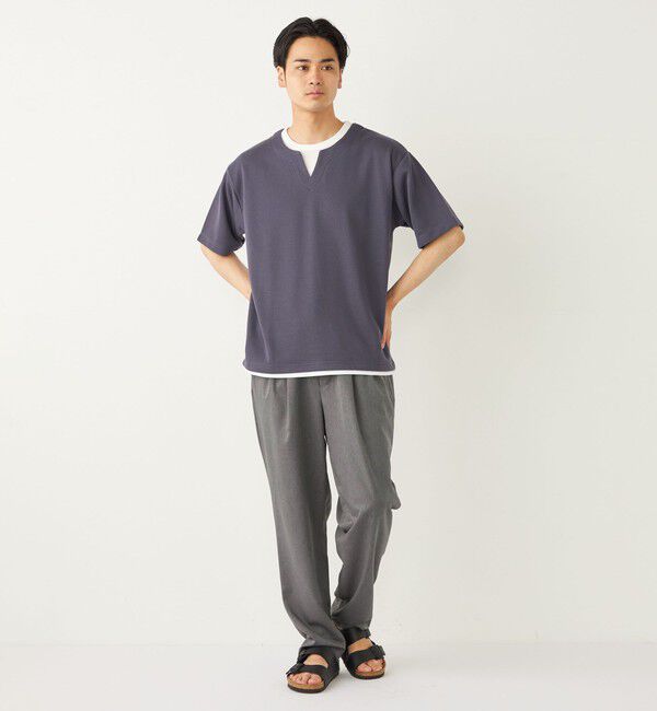 SHIPS Colors 「SHIPS Colors:〈手洗い可能〉フェイクレイヤード キーネック ショートスリーブ」|Tシャツ・カットソー|