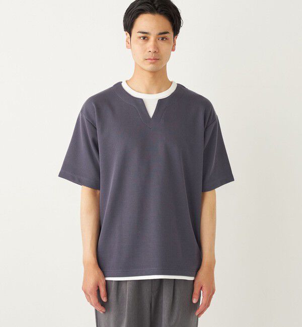 SHIPS Colors 「SHIPS Colors:〈手洗い可能〉フェイクレイヤード キーネック ショートスリーブ」|Tシャツ・カットソー|